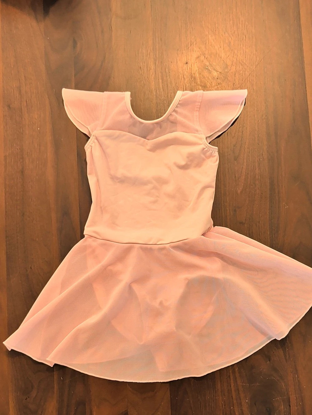 evolution Mesh Sweetheart Sleeve Leotard Flutter Sleeve Pink Girls Size Small